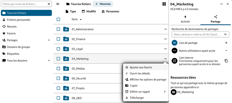 Capture d&#x27;écran de Nextloud Files